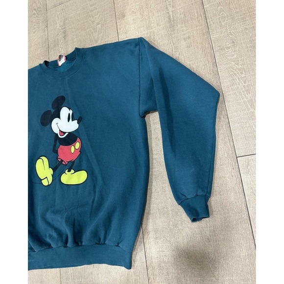Vtg Disney Designs Mickey Mouse Crew Neck Sweatshirt One Size Fits All Green - Picture 4 of 10